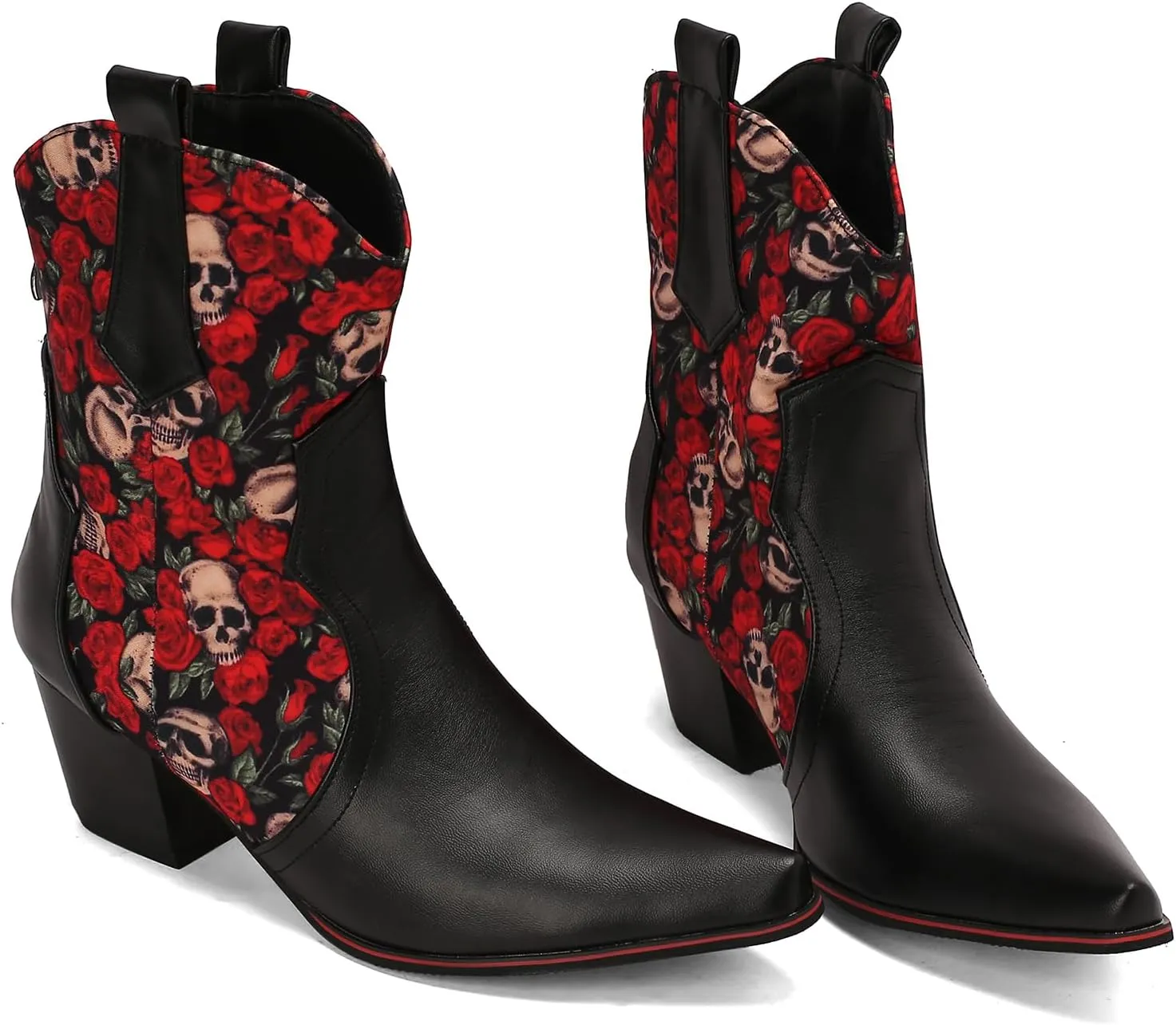 Roimaash Women Embroidered Floral Cowgirl Boots Mid High Fashion Cowboy Boots