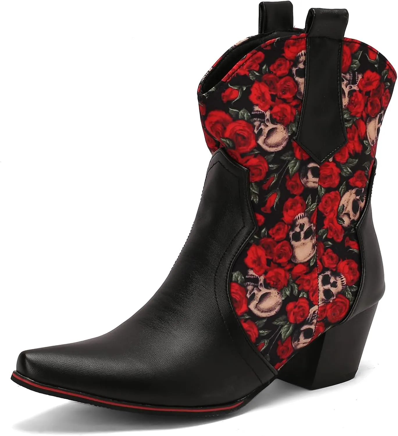 Roimaash Women Embroidered Floral Cowgirl Boots Mid High Fashion Cowboy Boots