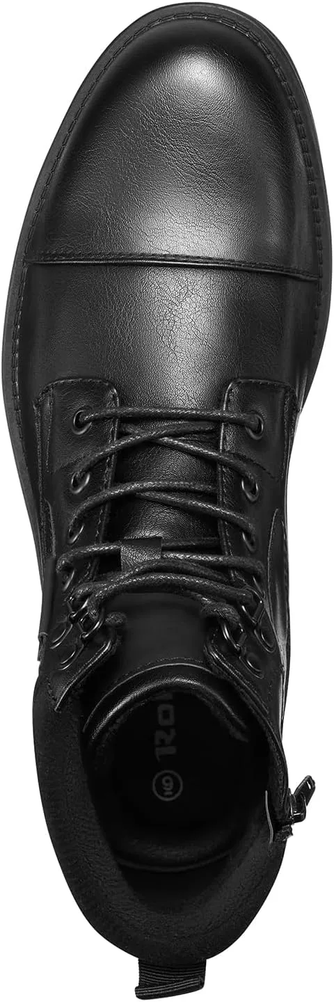 Rollda Men's Motorcycle Boots Combat Boots Casual Dress Boots for Men Lace Up Cap Toe Ankle Boots