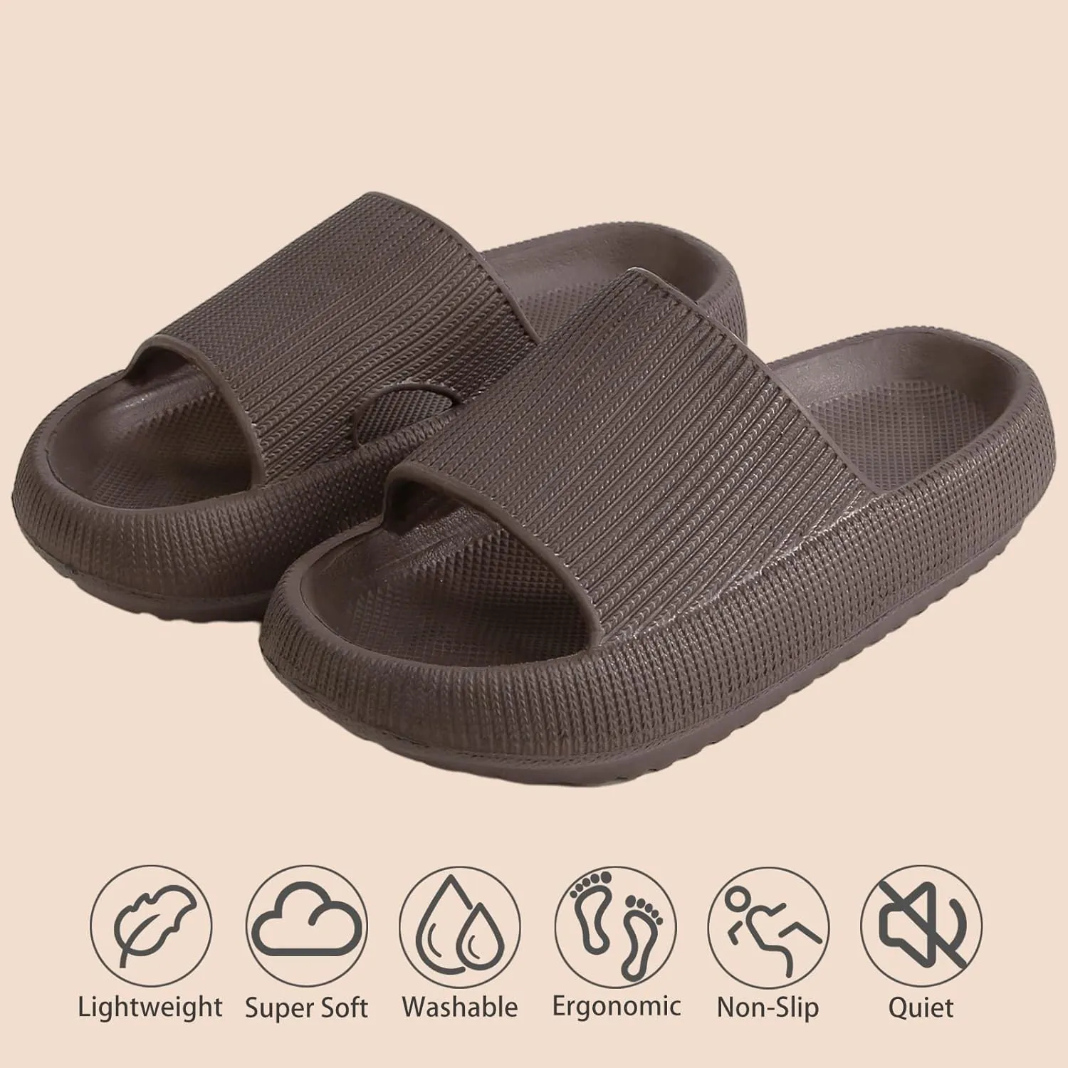 rosyclo Cloud Slippers for Women and Men, Pillow House Slippers Shower Shoes Indoor Slides Bathroom Sandals, Ultimate Comfort, Lightweight, Thick Sole, Non-Slip, Easy to Clean