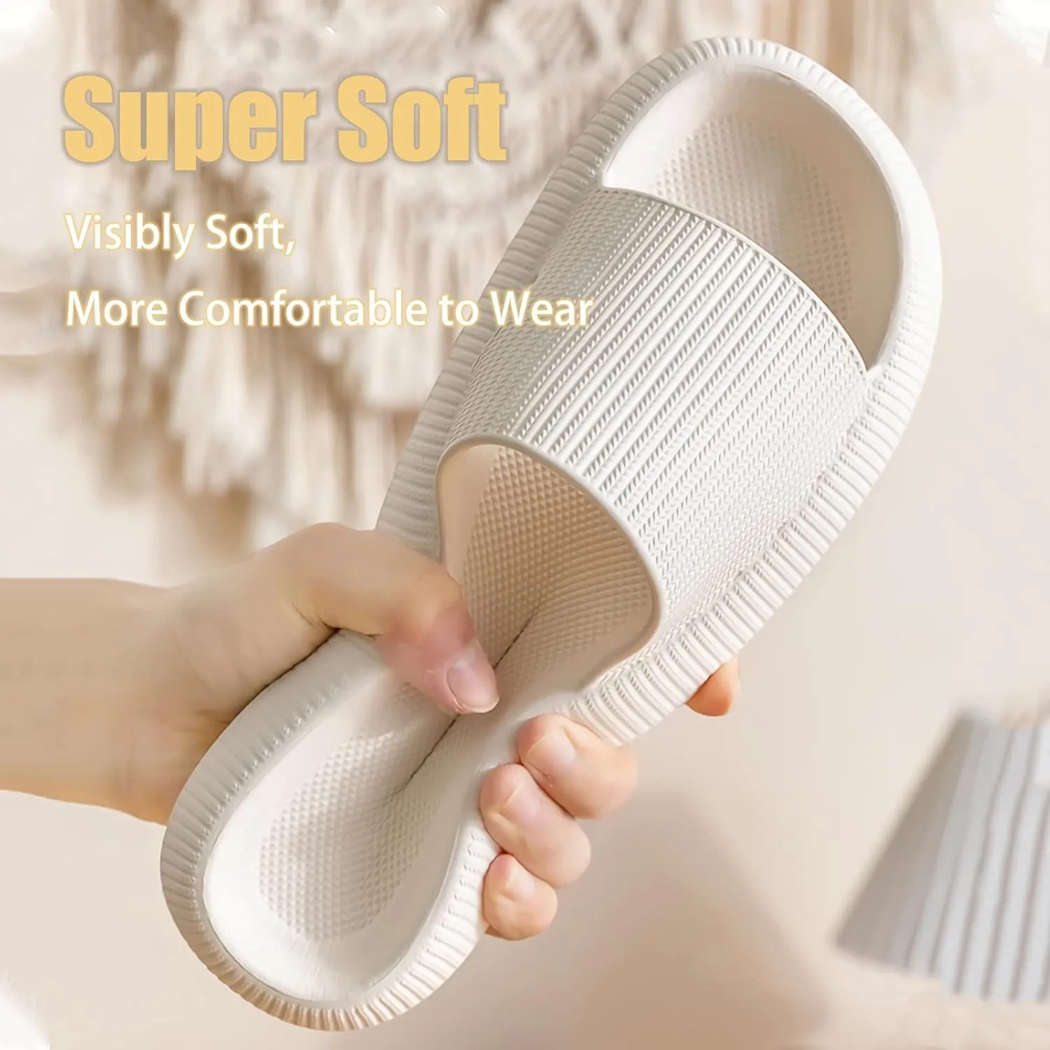rosyclo Cloud Slippers for Women and Men, Pillow House Slippers Shower Shoes Indoor Slides Bathroom Sandals, Ultimate Comfort, Lightweight, Thick Sole, Non-Slip, Easy to Clean
