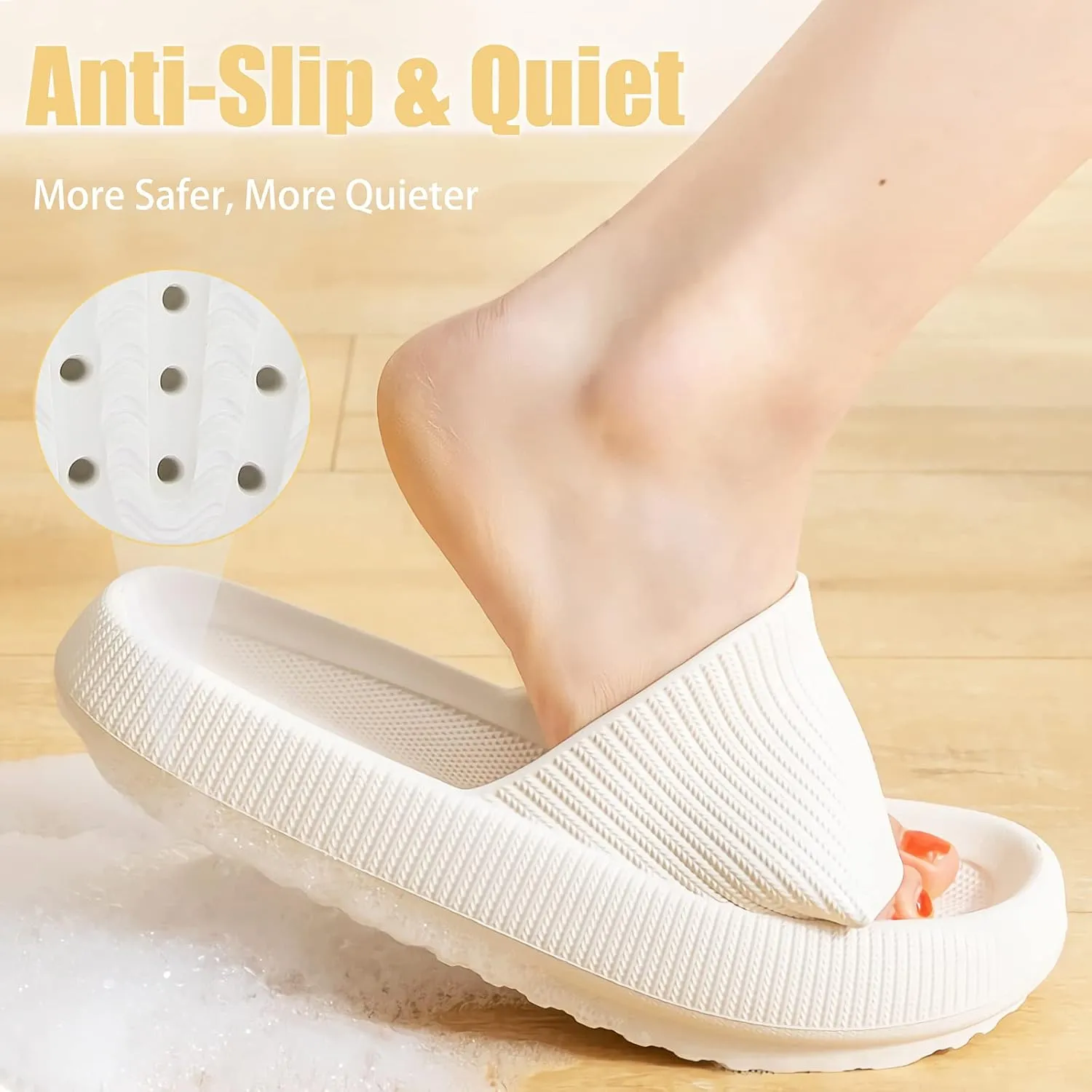 rosyclo Cloud Slippers for Women and Men, Pillow House Slippers Shower Shoes Indoor Slides Bathroom Sandals, Ultimate Comfort, Lightweight, Thick Sole, Non-Slip, Easy to Clean