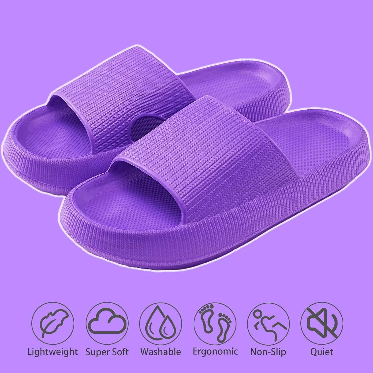 rosyclo Cloud Slippers for Women and Men, Pillow House Slippers Shower Shoes Indoor Slides Bathroom Sandals, Ultimate Comfort, Lightweight, Thick Sole, Non-Slip, Easy to Clean