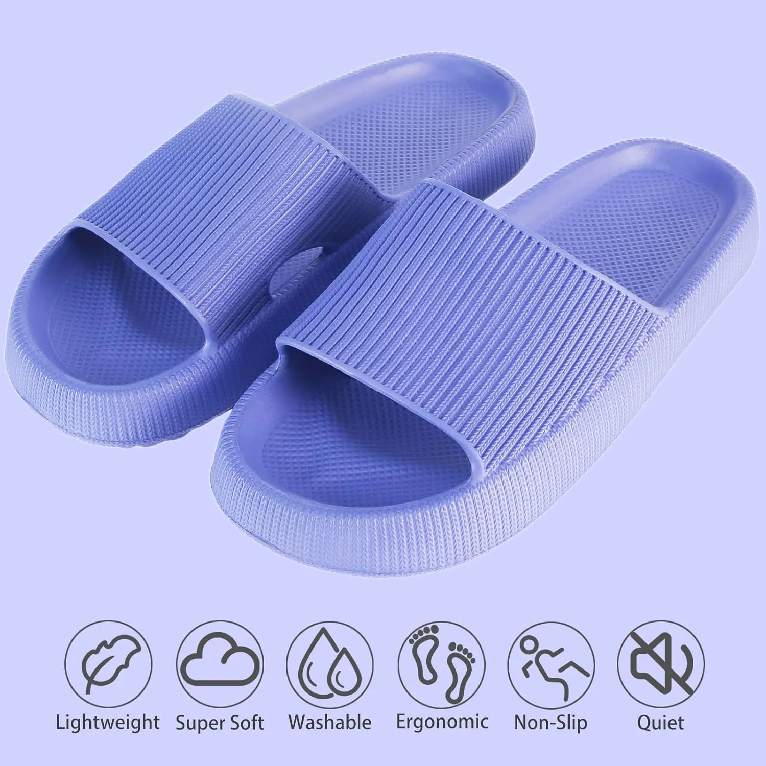 rosyclo Cloud Slippers for Women and Men, Pillow House Slippers Shower Shoes Indoor Slides Bathroom Sandals, Ultimate Comfort, Lightweight, Thick Sole, Non-Slip, Easy to Clean