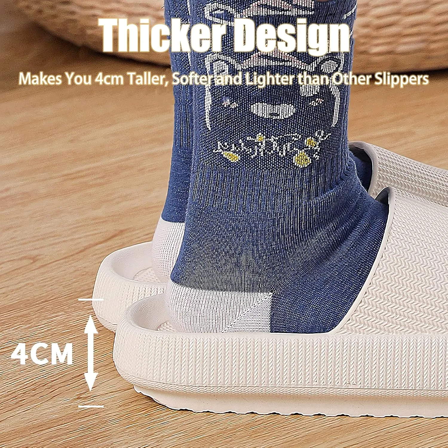 rosyclo Cloud Slippers for Women and Men, Pillow House Slippers Shower Shoes Indoor Slides Bathroom Sandals, Ultimate Comfort, Lightweight, Thick Sole, Non-Slip, Easy to Clean