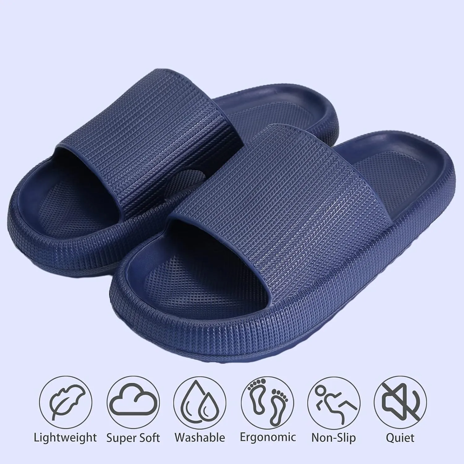 rosyclo Cloud Slippers for Women and Men, Pillow House Slippers Shower Shoes Indoor Slides Bathroom Sandals, Ultimate Comfort, Lightweight, Thick Sole, Non-Slip, Easy to Clean