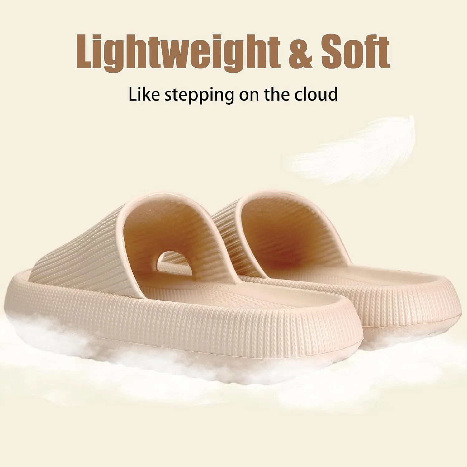 rosyclo Cloud Slippers for Women and Men, Pillow House Slippers Shower Shoes Indoor Slides Bathroom Sandals, Ultimate Comfort, Lightweight, Thick Sole, Non-Slip, Easy to Clean