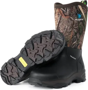 Rubber Boots for Men with Steel Shank, Mid Calf Work Rain Boots, Men's Outdoor Waterproof Anti-Slip Hunting Boot, Size 6-13