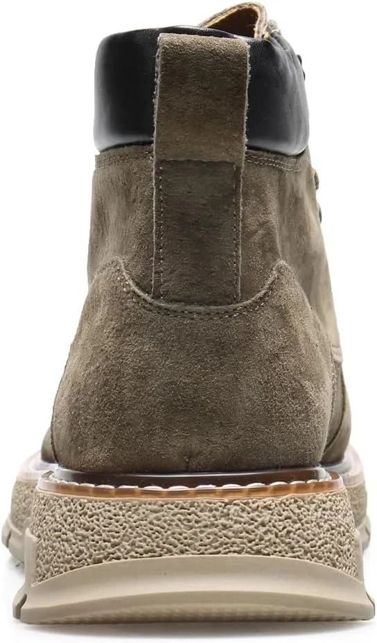Santimon Men's Suede Moc Toe Ankle Hiking Boots, Lace Up, Anti-Slip Rubber Sole, Casual Sports Boots for Men