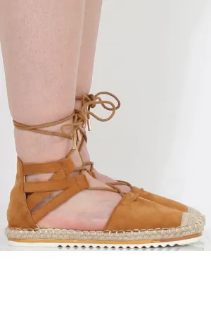 Secure platform Espadrilles Marisa Suede Lace - Up Camel New Year promotion