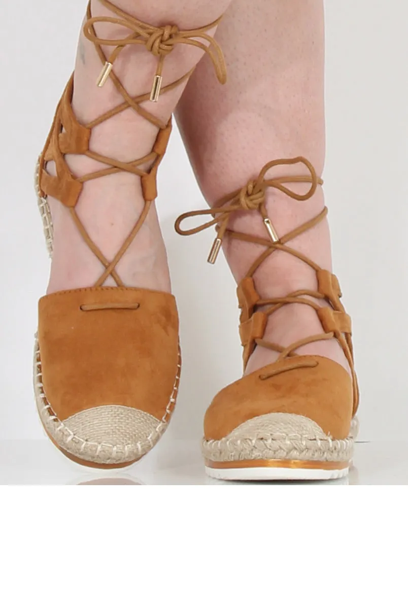 Secure platform Espadrilles Marisa Suede Lace - Up Camel New Year promotion