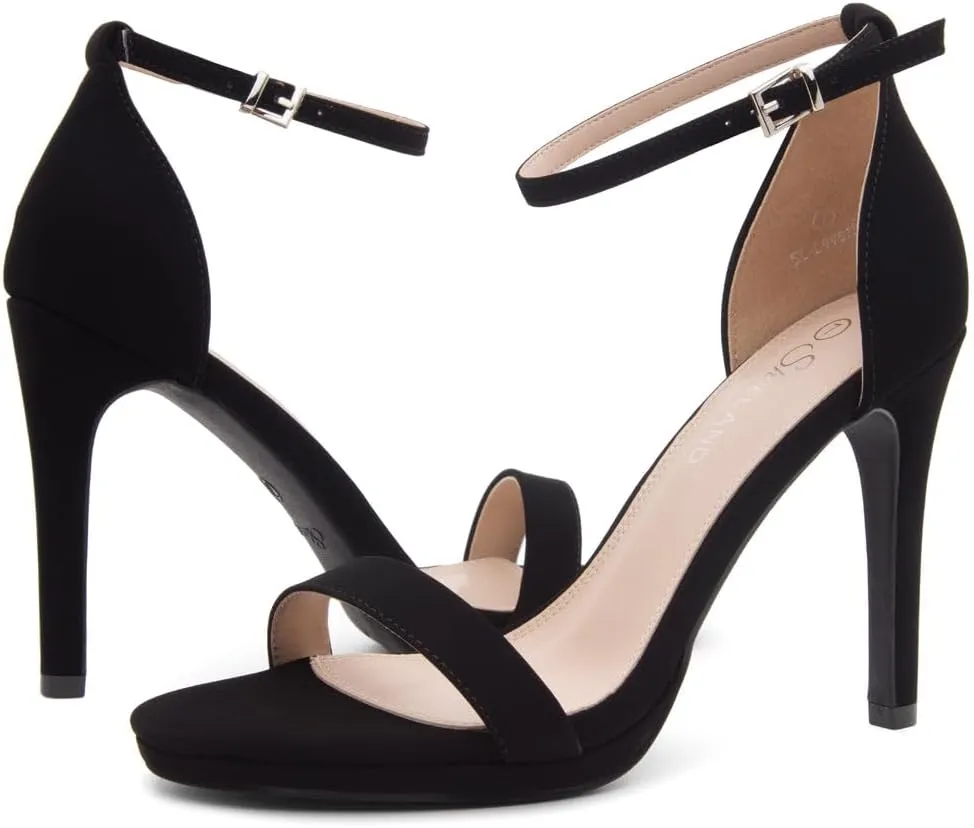 Shoe Land Women’s High Heels – Open Toe Stiletto Heels with Adjustable Ankle Strap | Dressy Sexy Strappy Heeled Sandals for Wedding, Prom, Party & Evening Wear