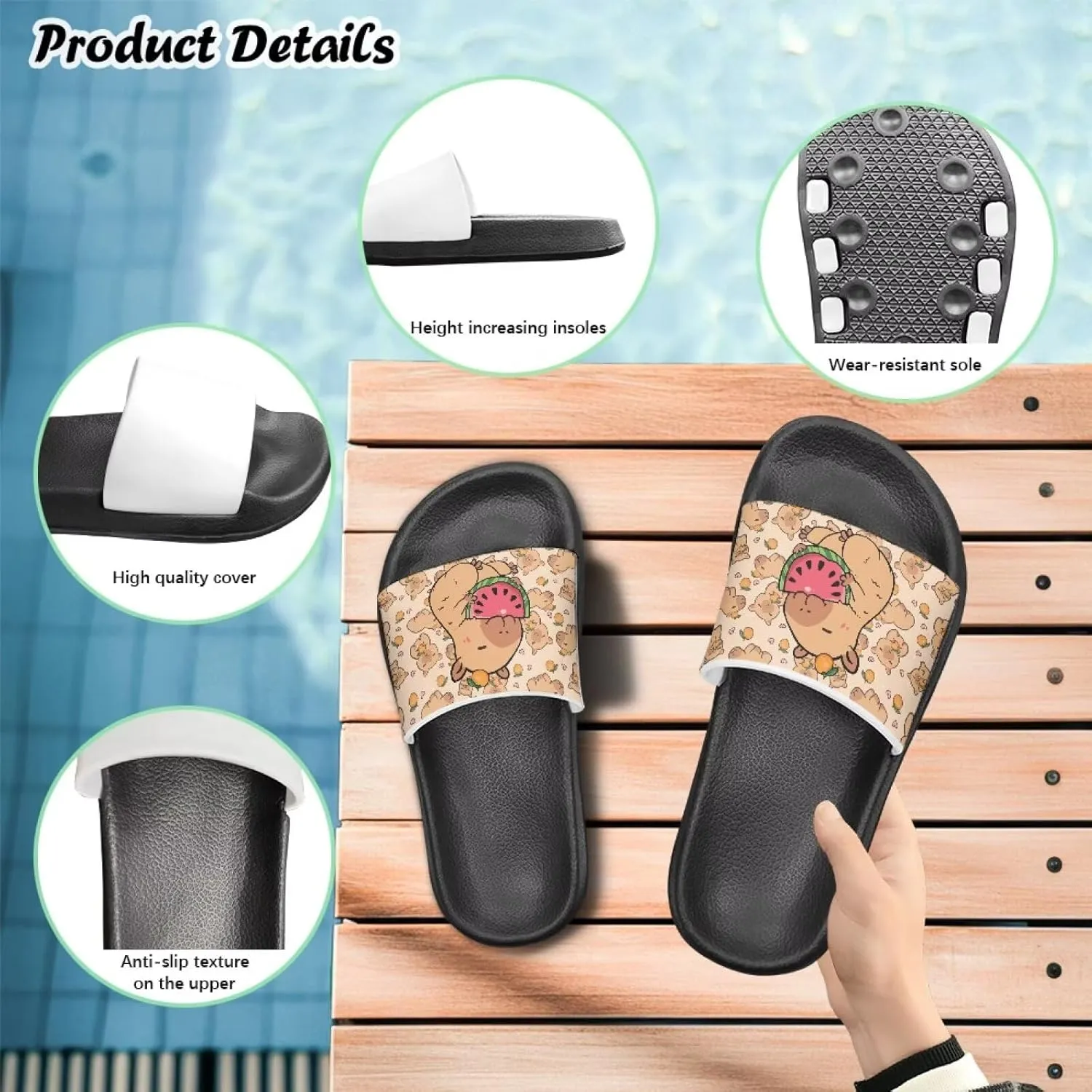 Slides for Boys Girls Quick Drying Kids Slides Sandals Non-Slip