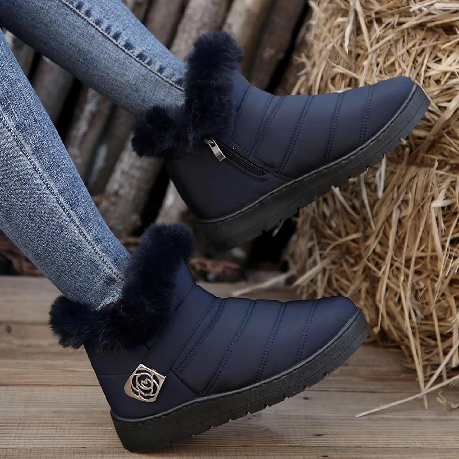 Snow Boots for Women Platform Boots 2024 Winter Warm Outdoor Waterproof Plush Insulation Flat Bottom Short Boots