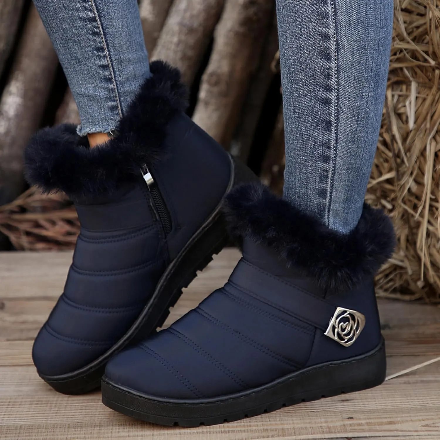 Snow Boots for Women Platform Boots 2024 Winter Warm Outdoor Waterproof Plush Insulation Flat Bottom Short Boots