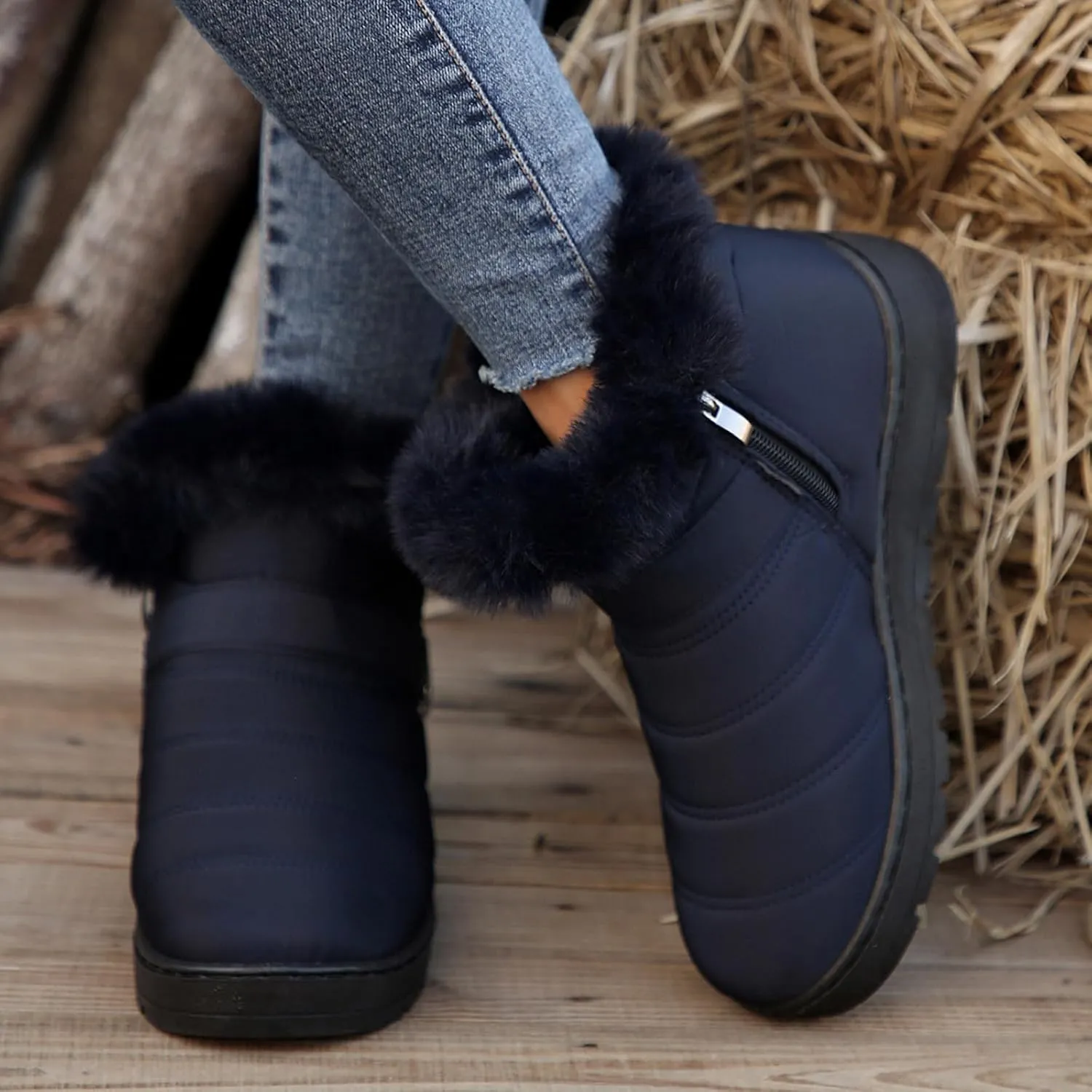 Snow Boots for Women Platform Boots 2024 Winter Warm Outdoor Waterproof Plush Insulation Flat Bottom Short Boots