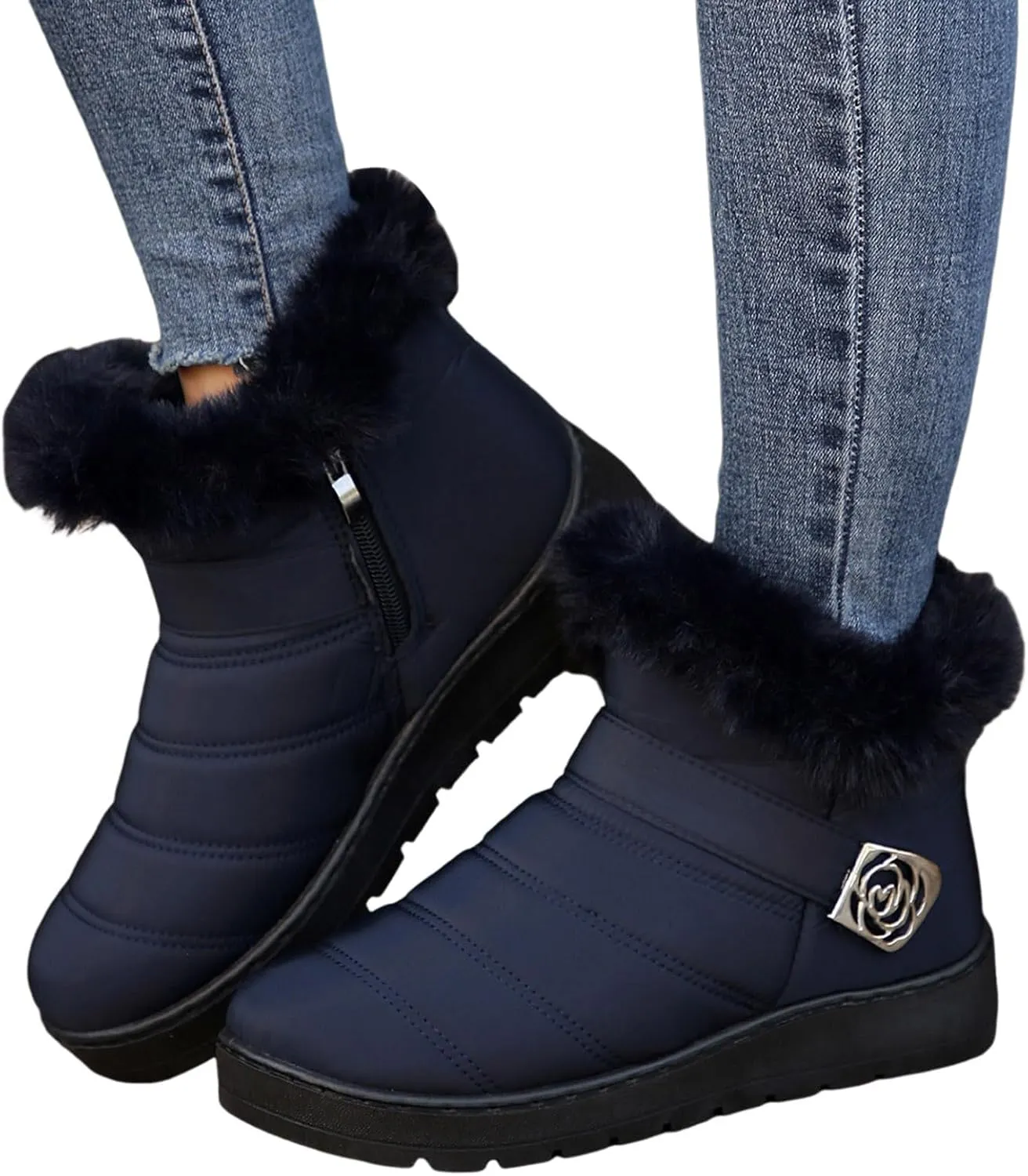 Snow Boots for Women Platform Boots 2024 Winter Warm Outdoor Waterproof Plush Insulation Flat Bottom Short Boots
