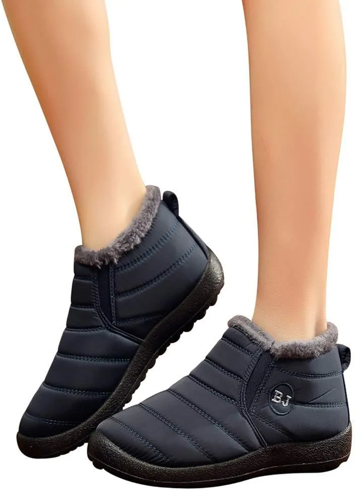 Snow Boots for Women Shoes Winter Slip On Ankle Booties Warm Fur Lined Waterproof Comfortable Womens Mens Short Boots