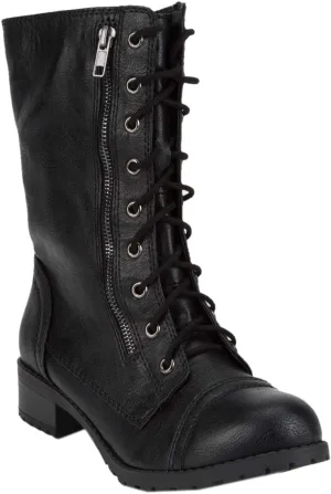 Soda Topshoe Dome Mid Calf Height Women's Military Combat Boots
