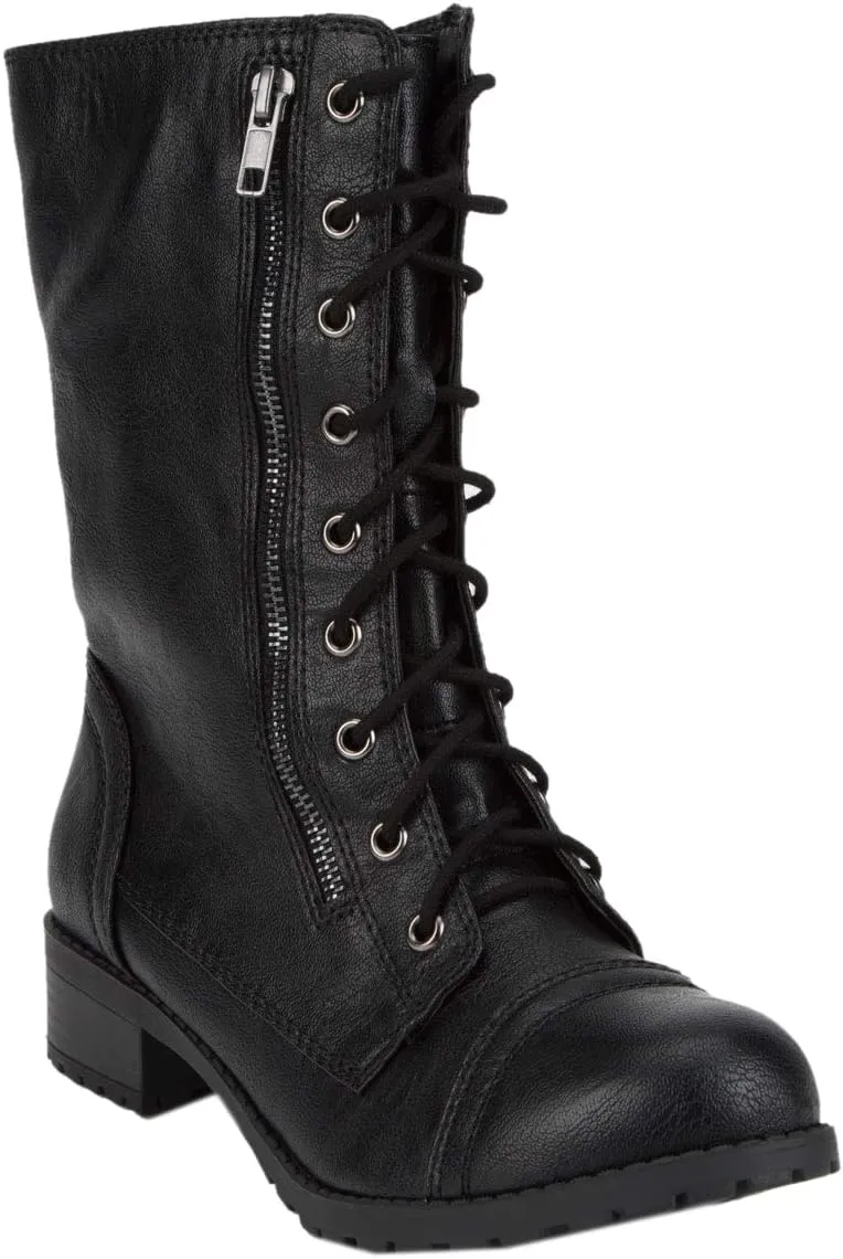 Soda Topshoe Dome Mid Calf Height Women's Military Combat Boots
