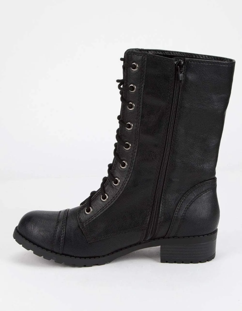Soda Topshoe Dome Mid Calf Height Women's Military Combat Boots