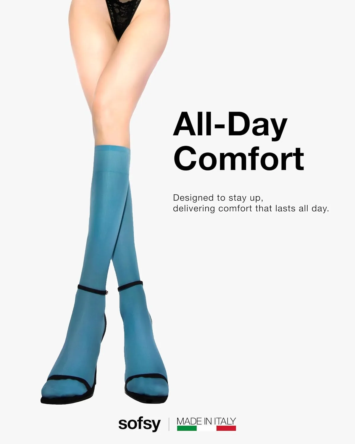 sofsy 40 Den Everyday Comfort – Italian-Made Opaque Nylon Knee High Socks for Women | Full Support Colored Tube Stockings