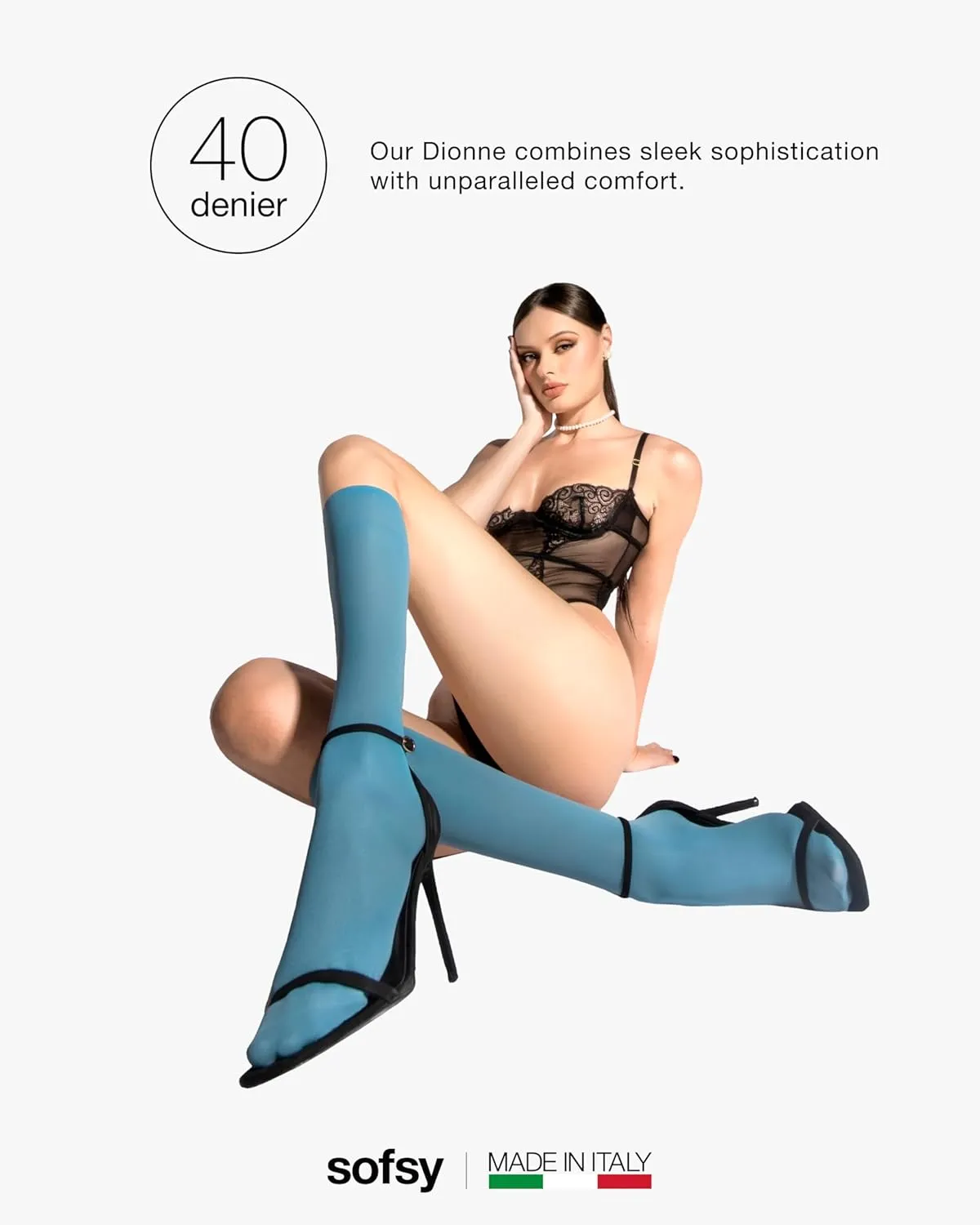 sofsy 40 Den Everyday Comfort – Italian-Made Opaque Nylon Knee High Socks for Women | Full Support Colored Tube Stockings