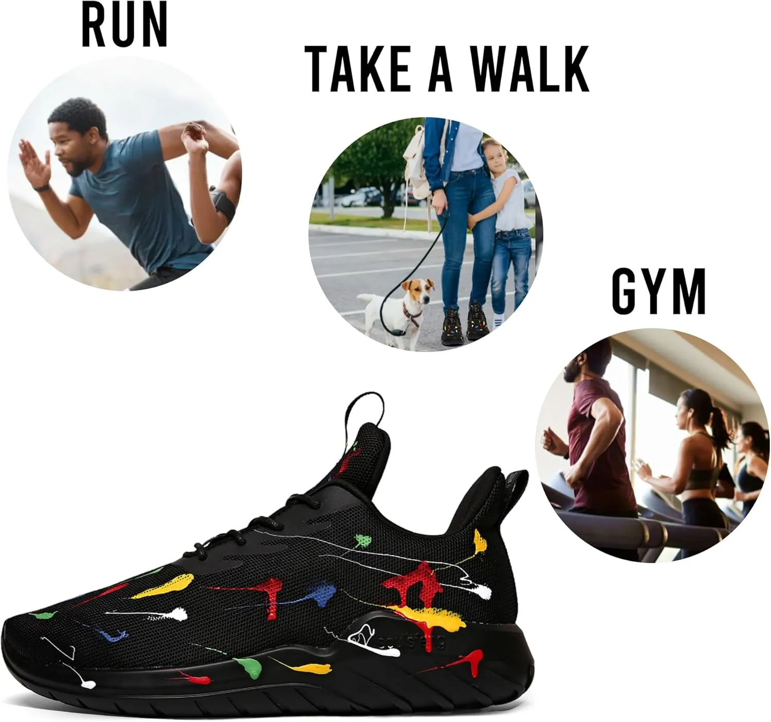 Soulsfeng Mens Running Shoes Lightweight Fashion Stylish Sports Workout Gym Tennis Walking Sneakers Size US 5.5-15