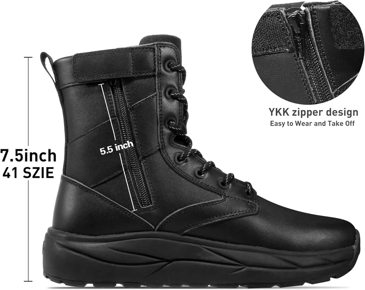 Soulsfeng Men's Women's Tactical Boots Lightweight Side Zipper Outdoors Combat Hiking Desert Military Boots