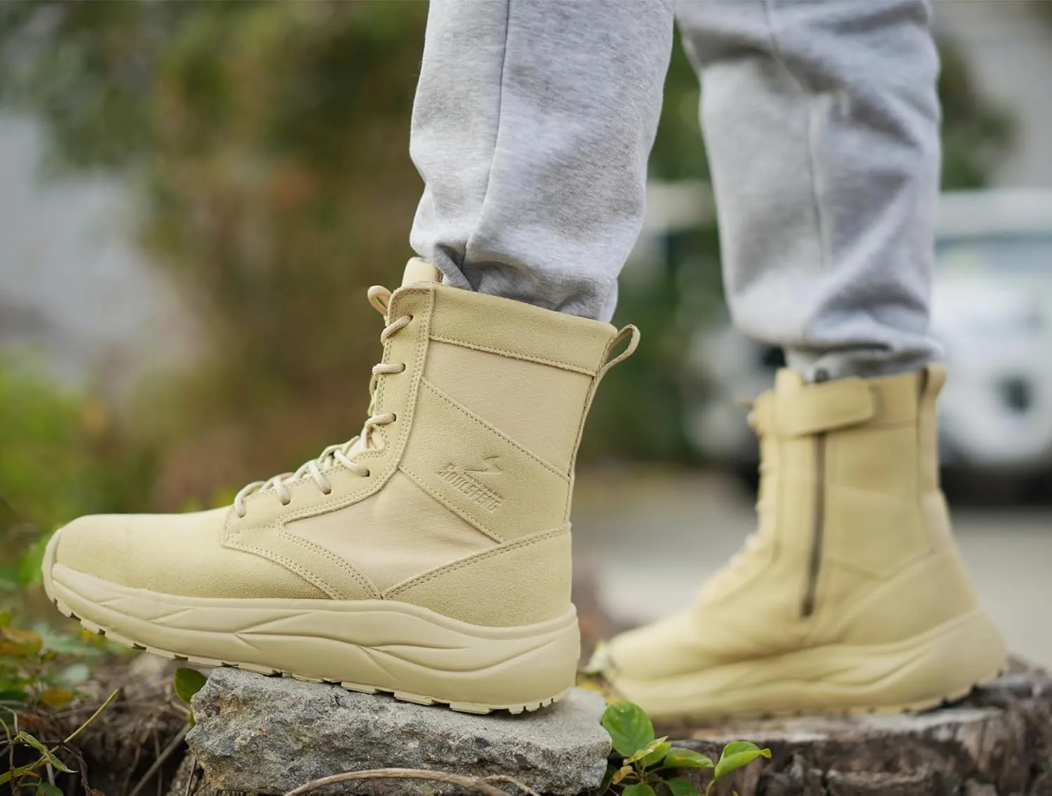 Soulsfeng Men's Women's Tactical Boots Lightweight Side Zipper Outdoors Combat Hiking Desert Military Boots