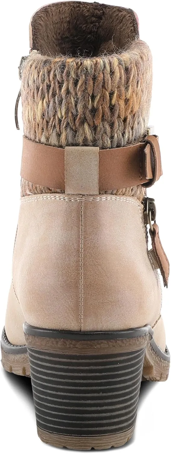 Spring Step Relife Style Rene Knee High Ankle Boots for Women | Shoes for Women with Zipper Closure, Sweater Knit Cuff and Faux Fur Insole