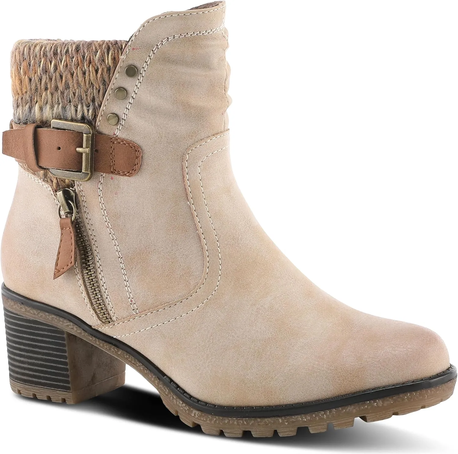 Spring Step Relife Style Rene Knee High Ankle Boots for Women | Shoes for Women with Zipper Closure, Sweater Knit Cuff and Faux Fur Insole
