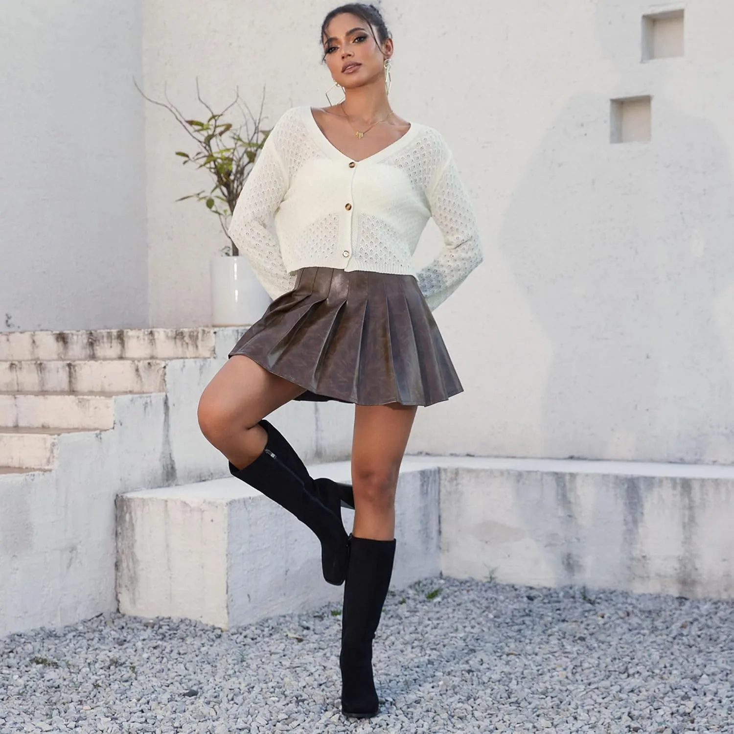 Square Toe Knee High Boots for Women - Chunky Block Heel With Side Zipper - Fall Tall Boots
