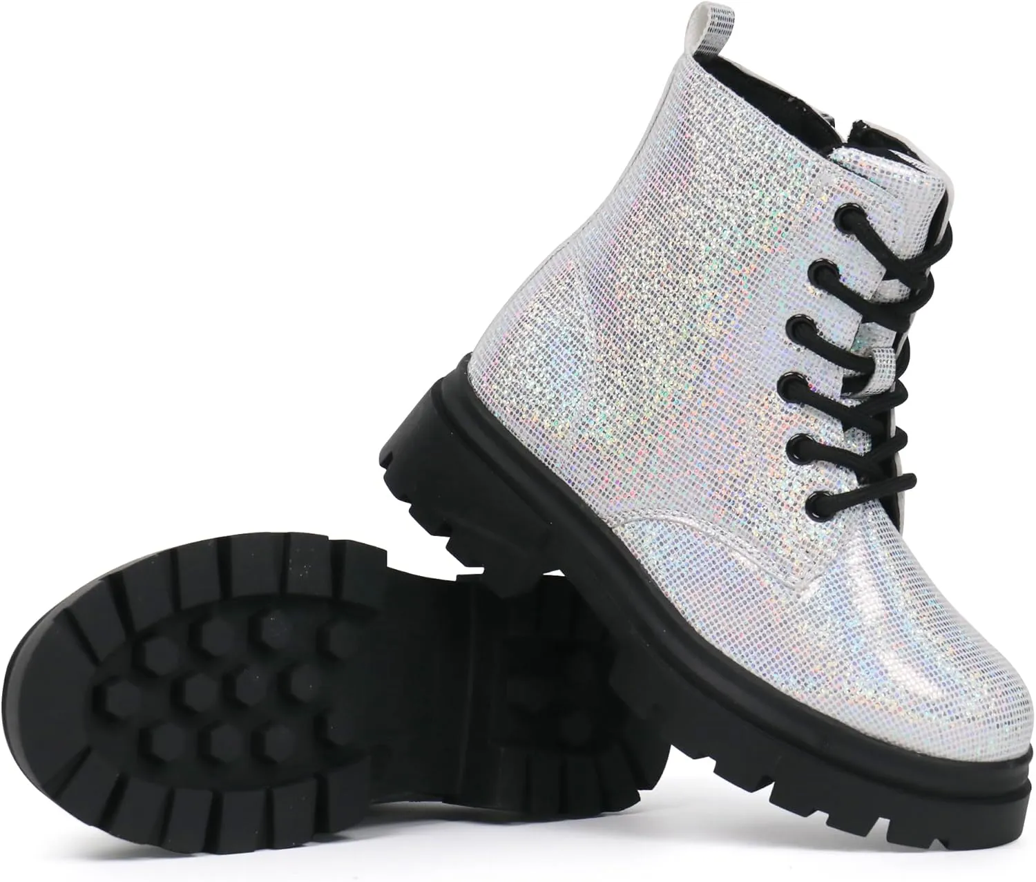 starmerx Girls Ankle Boots Lace Up Combat Boot Side Zipper Comfortable Boys Boots