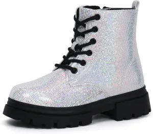 starmerx Girls Ankle Boots Lace Up Combat Boot Side Zipper Comfortable Boys Boots