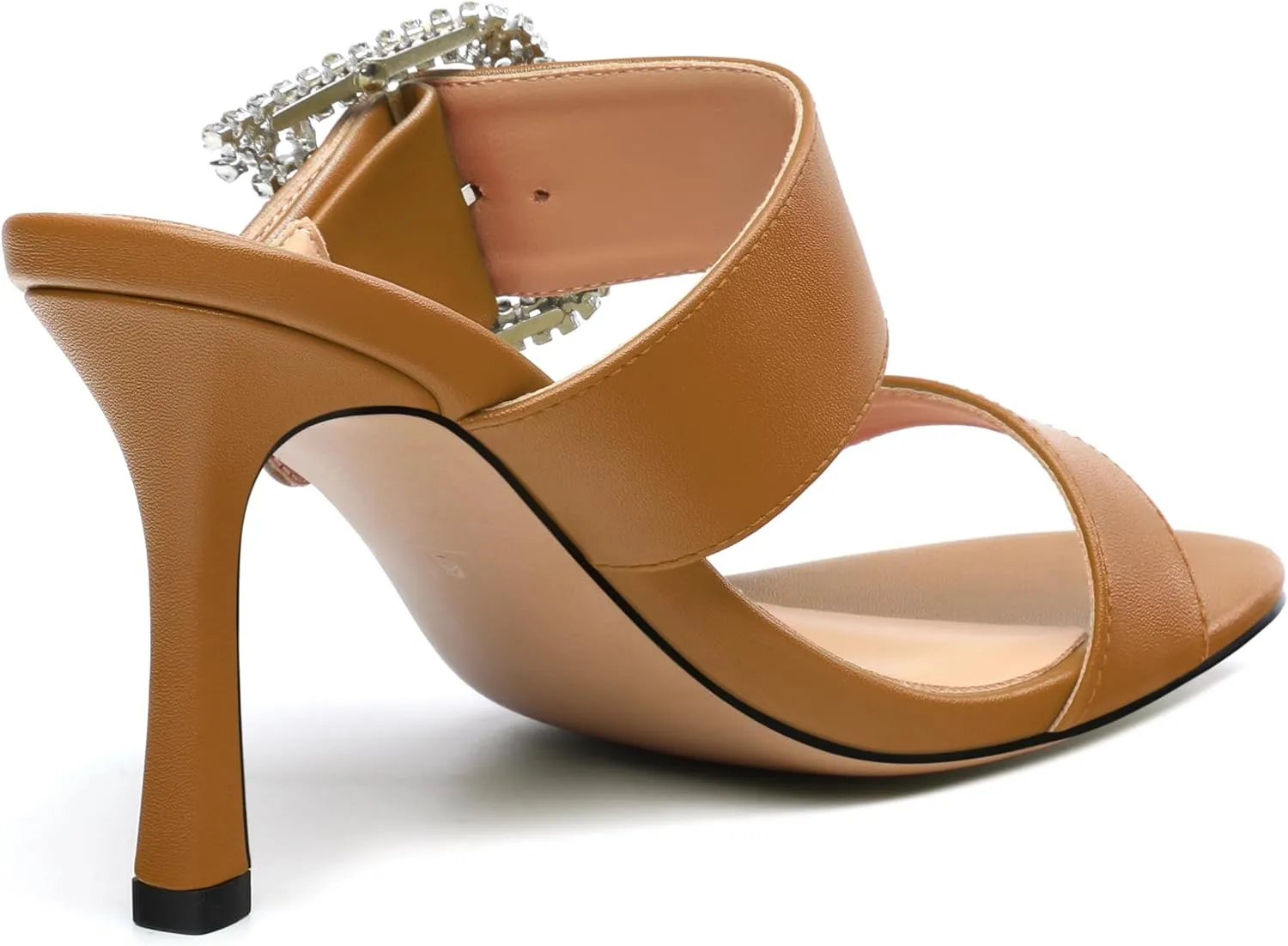 Stiletto High Heels for Women Open Round Toe Slip on Heeled Sandals Casual Fashion Dressy Shoes 3.2 Inch