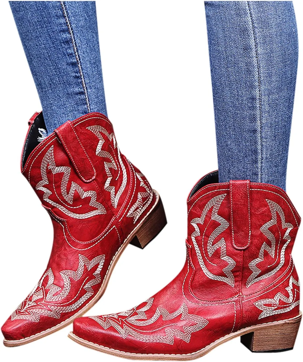 Tall Ankle Boots Womens Winter Ankle Boots 2024 Ankle Booties Heels Womens Low Cut Boots Water Proof Duck Comfort Ankle Boots for Women Low Heel Wide Ankle Cowboy Boots for Women