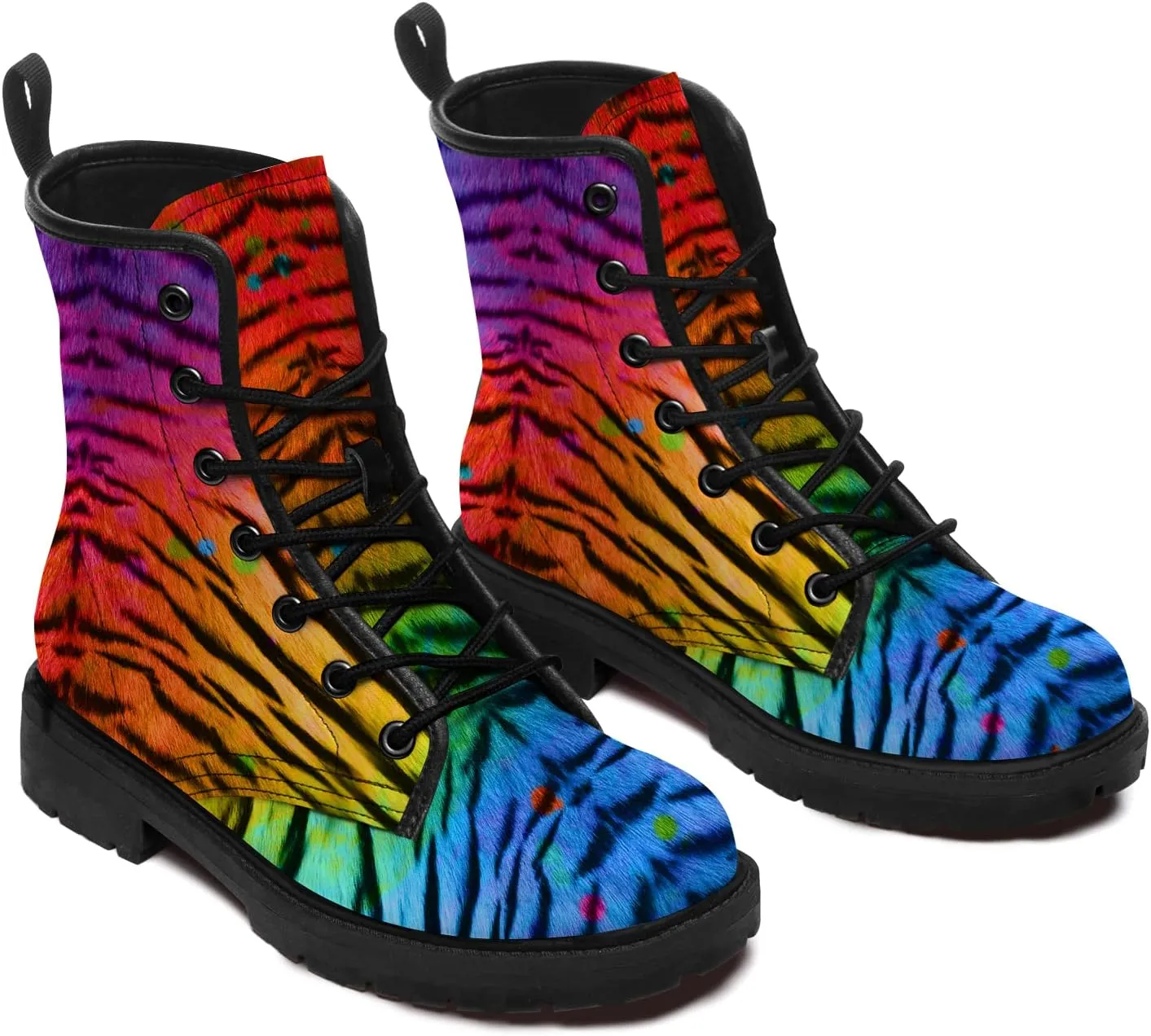 Tiger Boots Mens Womens Combat Boots Lace Up Ankle Boots Work Shoes Gifts for Dad Boys