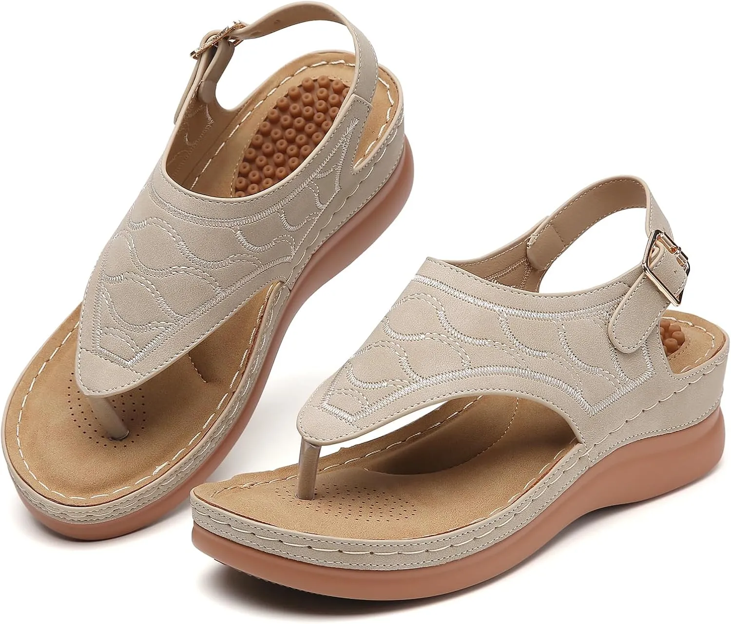 Tilocow Sandals for Women High Arch Support Flip Flops Wedge Sandals Comfortable Beach Shoes Dressy Summer Casual Sandals