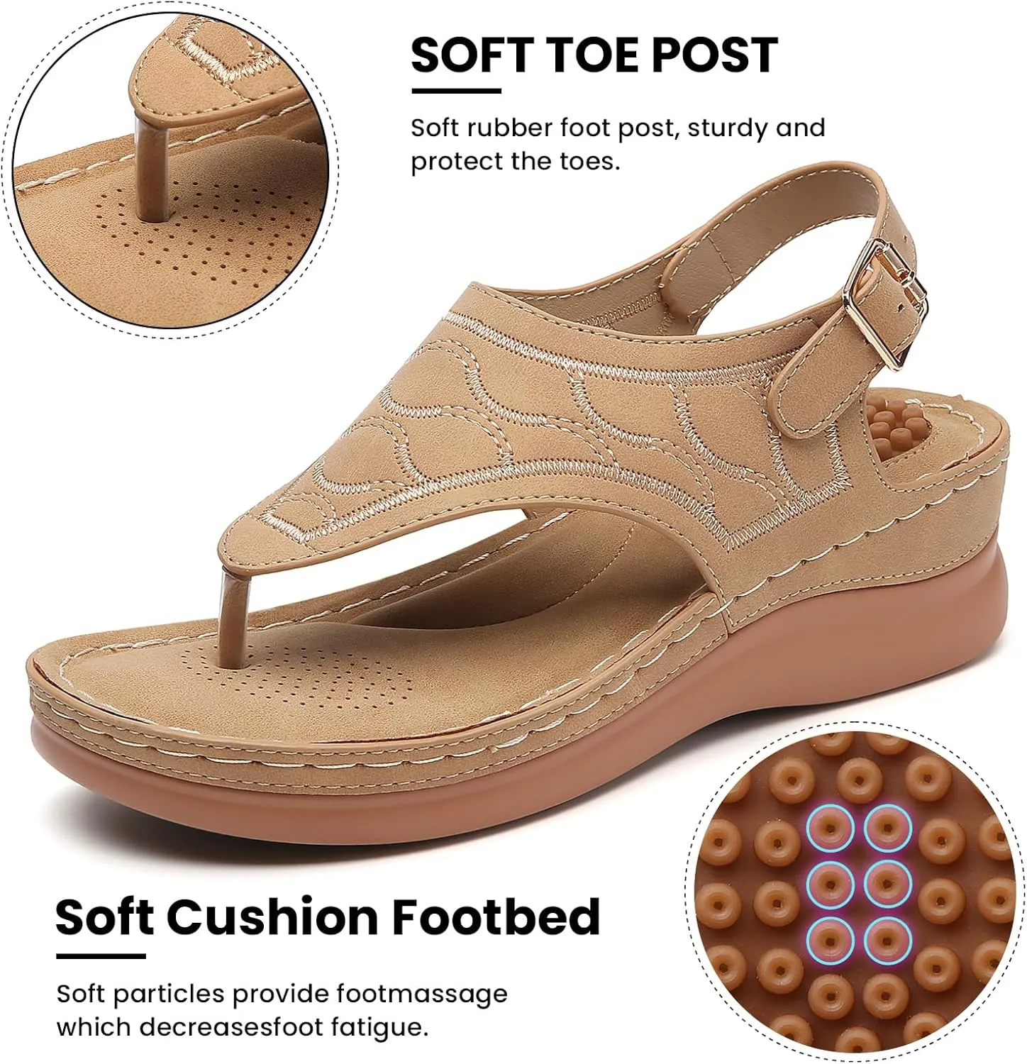 Tilocow Sandals for Women High Arch Support Flip Flops Wedge Sandals Comfortable Beach Shoes Dressy Summer Casual Sandals