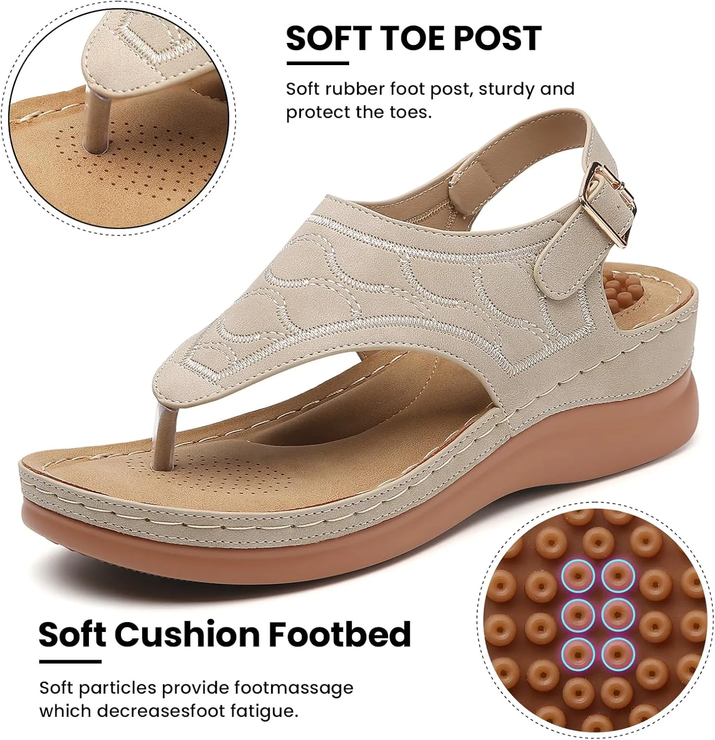 Tilocow Sandals for Women High Arch Support Flip Flops Wedge Sandals Comfortable Beach Shoes Dressy Summer Casual Sandals