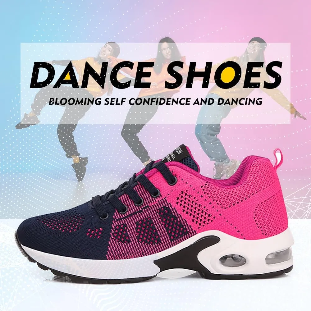 TINRYMX Women Modern Dance Shoes Lace up Air Cushion Sneakers Ballroom Jazz Hip hop Practice Dance Sneaker Shoes,Model-LYX1722