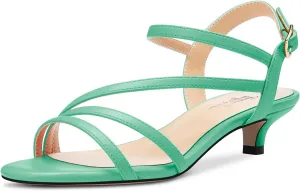 TNYNFBEB Women Low Kitten Heel Peep Open Toe Sandals Ankle Strap Buckle Prom Party Cute Basic Classic 1.4 Inches Heels