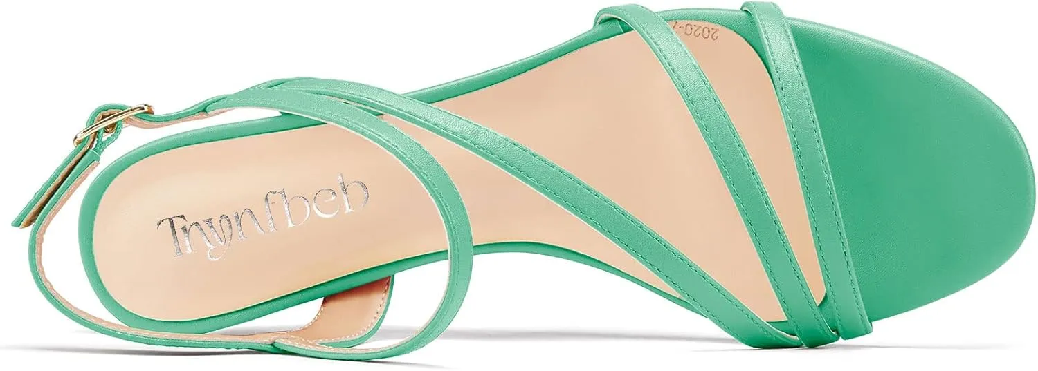TNYNFBEB Women Low Kitten Heel Peep Open Toe Sandals Ankle Strap Buckle Prom Party Cute Basic Classic 1.4 Inches Heels