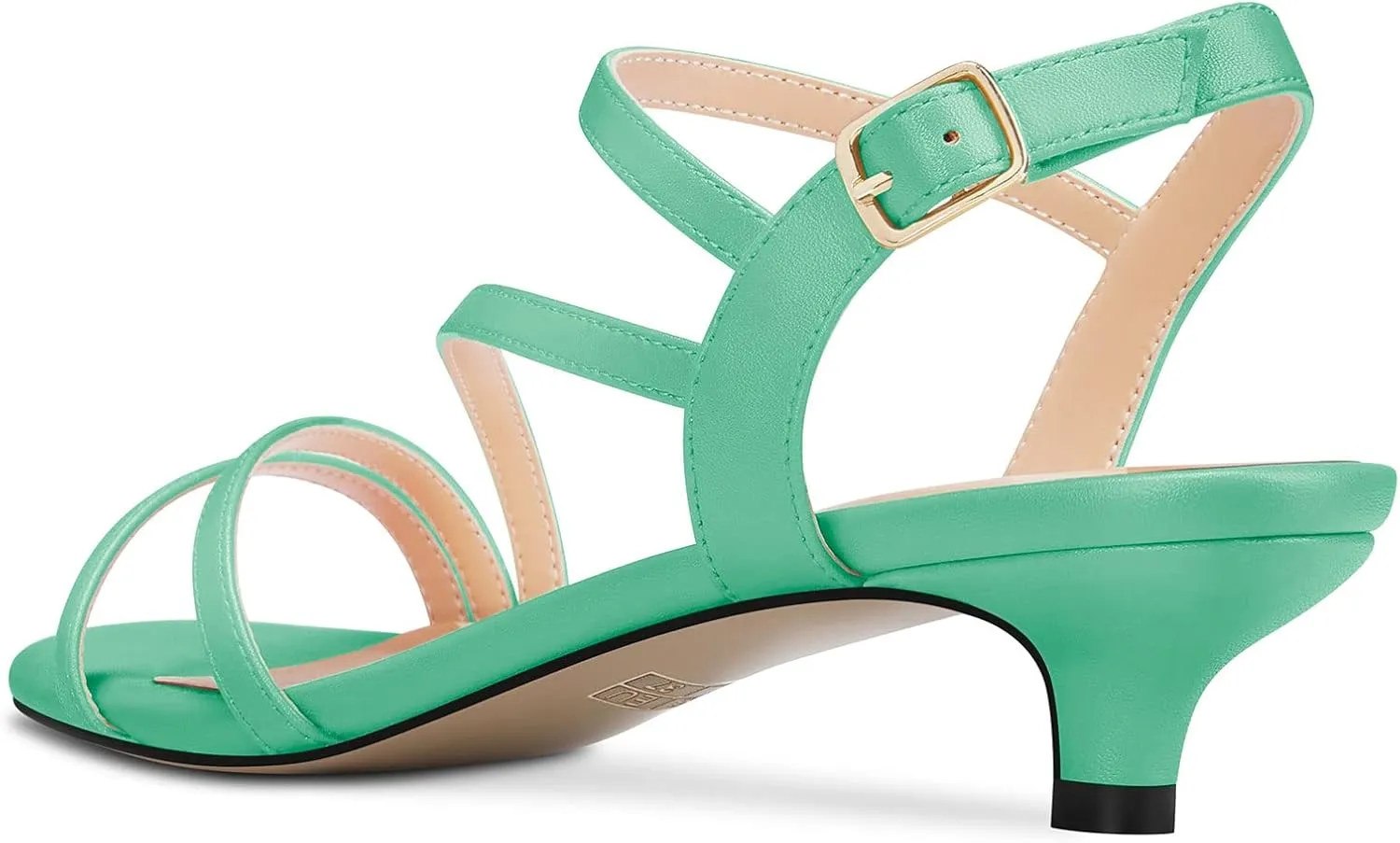TNYNFBEB Women Low Kitten Heel Peep Open Toe Sandals Ankle Strap Buckle Prom Party Cute Basic Classic 1.4 Inches Heels