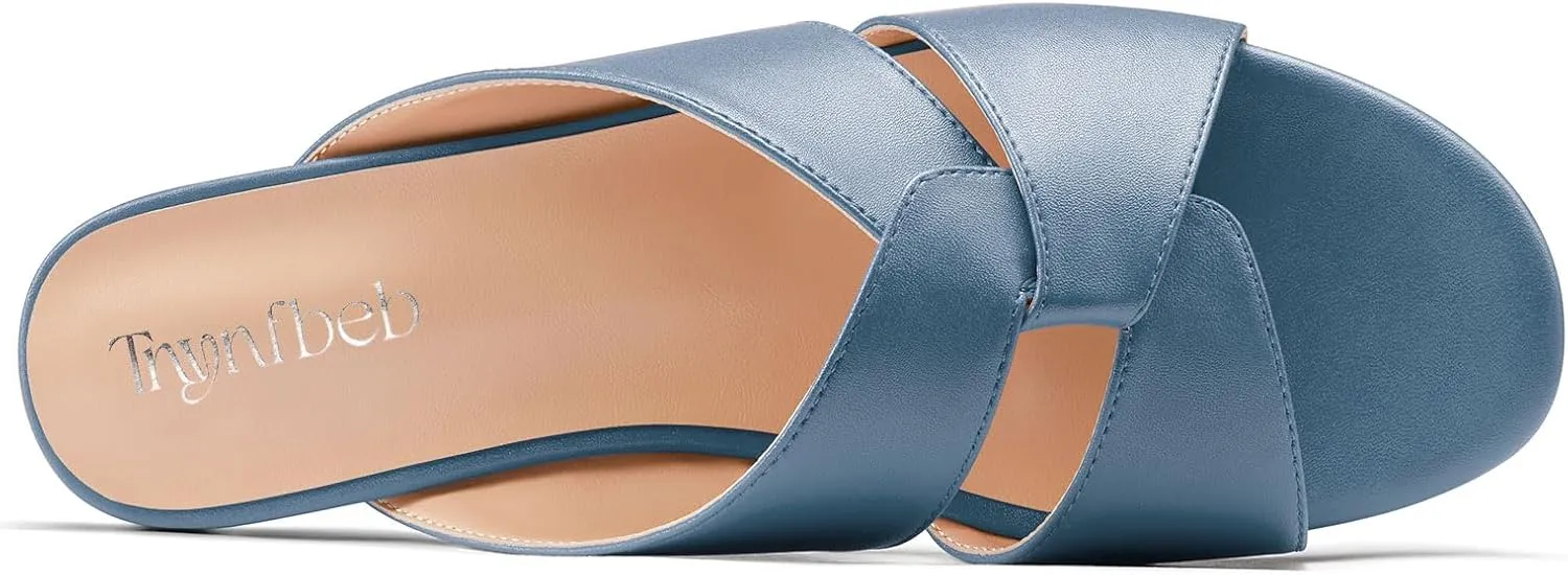 TNYNFBEB Womens Low Heel Peep Open Square Toe Sandals Flats Shoes Slingback Slip-on Party Basic Classic Summer 0.4 Inches Heels