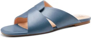 TNYNFBEB Womens Low Heel Peep Open Square Toe Sandals Flats Shoes Slingback Slip-on Party Basic Classic Summer 0.4 Inches Heels