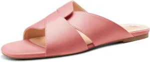 TNYNFBEB Womens Low Heel Peep Open Square Toe Sandals Flats Shoes Slingback Slip-on Party Basic Classic Summer 0.4 Inches Heels
