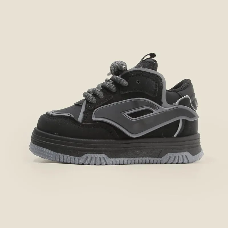 Toddler Boys and Girls Fashion Sneakers with Lace-Up Design, Cushioned Sole Athletic Shoes, Trendy Sport Running Shoes for Kids with Grippy Outsole