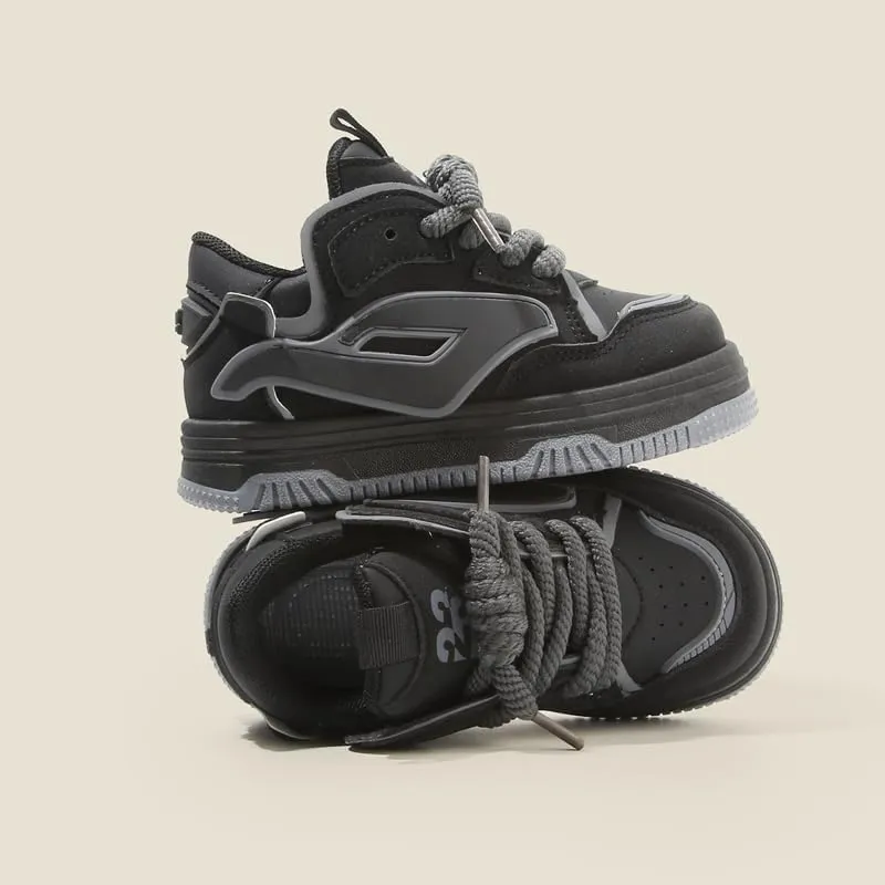 Toddler Boys and Girls Fashion Sneakers with Lace-Up Design, Cushioned Sole Athletic Shoes, Trendy Sport Running Shoes for Kids with Grippy Outsole